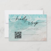 Moderne Trouwkaart met QR-code voor Ocean Getijde Save The Date (Voorkant)