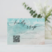 Moderne Trouwkaart met QR-code voor Ocean Getijde Save The Date (Staand voorkant)