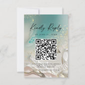 Moderne Trouwkaart met QR-code voor Ocean Getijde Save The Date (Voorkant)