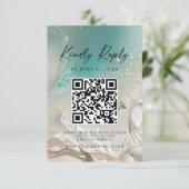 Moderne Trouwkaart met QR-code voor Ocean Getijde Save The Date (Staand voorkant)