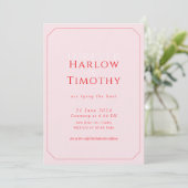 Moderne Trouwkaart met Roze Lettertype Kaart (Staand voorkant)