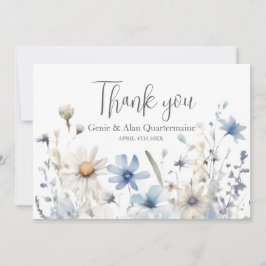 Moderne Trouwkaart met Wilde Bloemen Bedankt