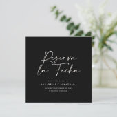 Moderne trouwkaart Reserva la Fecha crème zwart Be Save The Date (Staand voorkant)