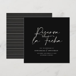 Moderne trouwkaart Reserva la Fecha crème zwart Be Save The Date