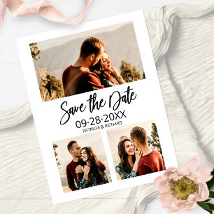 Moderne Trouwkaart Save The Date 3 Foto Collage Briefkaart