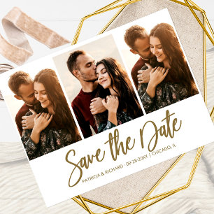 Moderne Trouwkaart Save The Date 3 Foto Collage Briefkaart