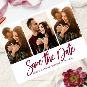 Moderne Trouwkaart Save The Date 3 Foto Collage Briefkaart