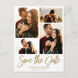 Moderne Trouwkaart Save The Date 4 Foto Collage Briefkaart