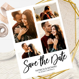 Moderne Trouwkaart Save The Date 4 Foto Collage Briefkaart