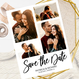 Moderne Trouwkaart Save The Date 4 Foto Collage Briefkaart