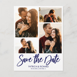 Moderne Trouwkaart Save The Date 4 Foto Collage Briefkaart