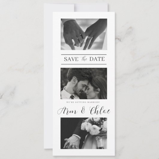 Moderne Trouwkaart Save The Date Fotocollage (Voorkant)