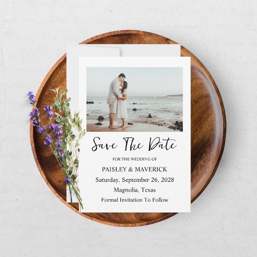 Moderne Trouwkaart 'Save The Date' met foto Save The Date