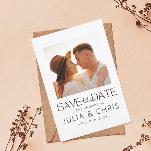 Moderne trouwkaart 'Save the Date' met foto Save The Date