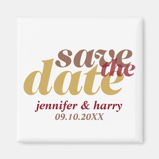 Moderne trouwkaart save the date mocha lichtbruin magneet (Voorkant)