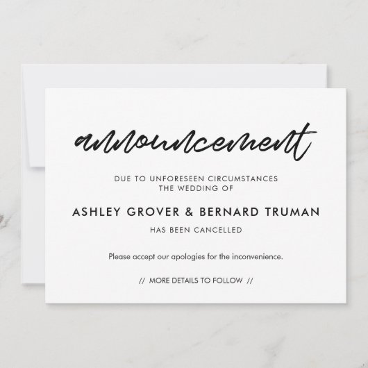 Moderne trouwkaart voor het annuleren van een huwe kaart (Voorkant)