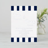 Moderne trouwkaart zwart-wit gestreept met  folie uitnodiging (Staand Voorkant)