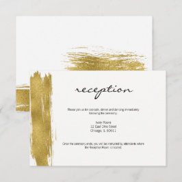 Moderne trouwkaarthouder met gouden penseelstreek  kaart