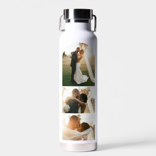 Moderne Trouwkoppel Jubileum 4 Foto Collage Waterfles