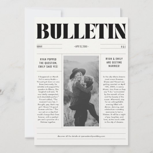 Moderne trouwkrant Bewaar de datumfotokaart Save The Date (Voorkant)