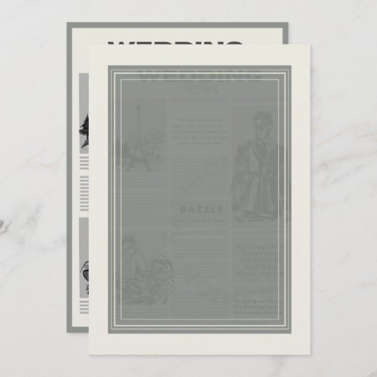 Moderne Trouwkrant Kaart (Voorkant / Achterkant)