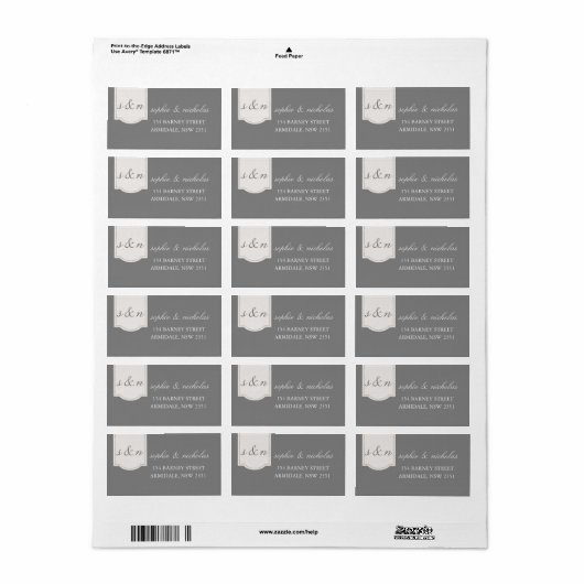 Moderne trouwlint adreskaart etiket (Full Sheet)