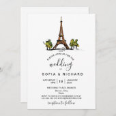 Moderne Trouwlocatie Parijs Eiffeltoren Kaart (Voorkant / Achterkant)