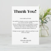 Moderne trouwlocatie plaatsing dankkaart aankondiging (Staand voorkant)