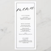 Moderne Trouwmenukaart in Zwart en Wit Menu (Voorkant)