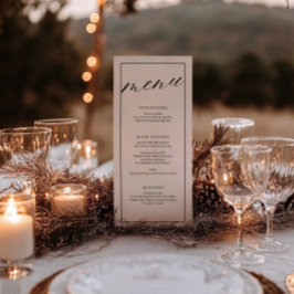 Moderne Trouwmenukaart in Zwart en Wit Menu