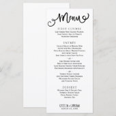 Moderne Trouwmenu's | Rustieke Typografie (Zwart) Menu (Voorkant / Achterkant)