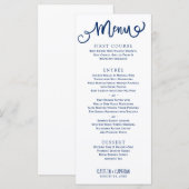 Moderne Trouwmenus | Typografie (Marineblauw) Menu (Voorkant / Achterkant)