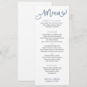 Moderne Trouwmenu's | Typografie (Stofblauw) Menu (Voorkant / Achterkant)