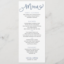 Moderne Trouwmenu's | Typografie (Stofblauw) Menu
