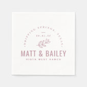 Moderne Trouwmonogram Bloesem | Mauve Servet (Voorkant)