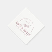Moderne Trouwmonogram Bloesem | Mauve Servet (Hoek)