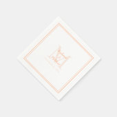 Moderne Trouwnaam & Datum Monogram Initiaal Perzik Servet (Hoek)