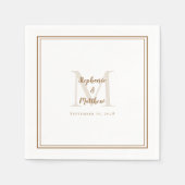 Moderne Trouwnamen Datum Monogram Roestbruin Servet (Voorkant)