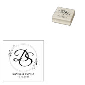 Moderne trouwnamen & ronde retouradres rubberstempel (Gestempeld)
