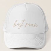 Moderne Trouwpartij | Beige Schrift Trucker Pet (Voorkant)
