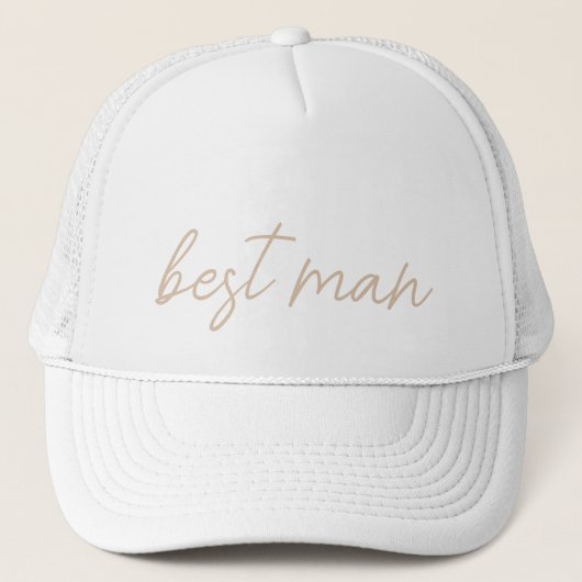Moderne Trouwpartij | Beige Schrift Trucker Pet (Voorkant)