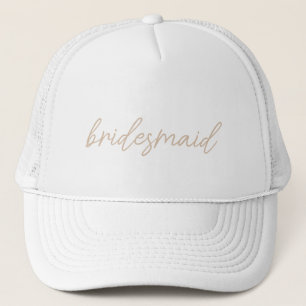 Moderne Trouwpartij   Beige Script Trucker Pet