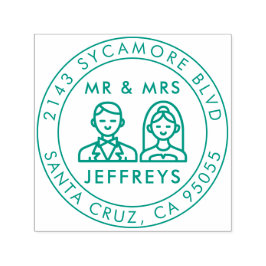 Moderne trouwpictogrammen | Mr & Mrs Retouradres Zelfinktende Stempel