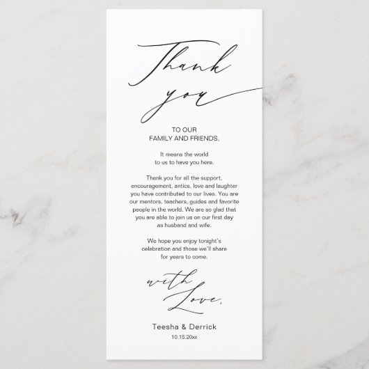 Moderne Trouwplaats Instelkaart Bedankkaart Programmakaart (Voorkant)