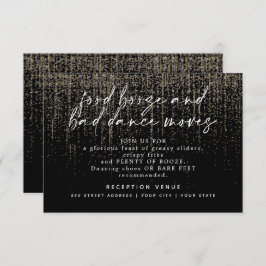 Moderne Trouwreceptie Champagne Glitter Kaart