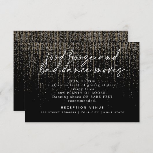Moderne Trouwreceptie Champagne Glitter Kaart (Voorkant / Achterkant)