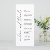 Moderne Trouwreceptie Diner Bedankkaart Programmakaart (Staand voorkant)