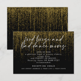Moderne Trouwreceptie  Goud Zwart Glitter Kaart