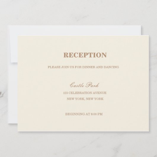 Moderne trouwreceptiekaart kaart (Voorkant)