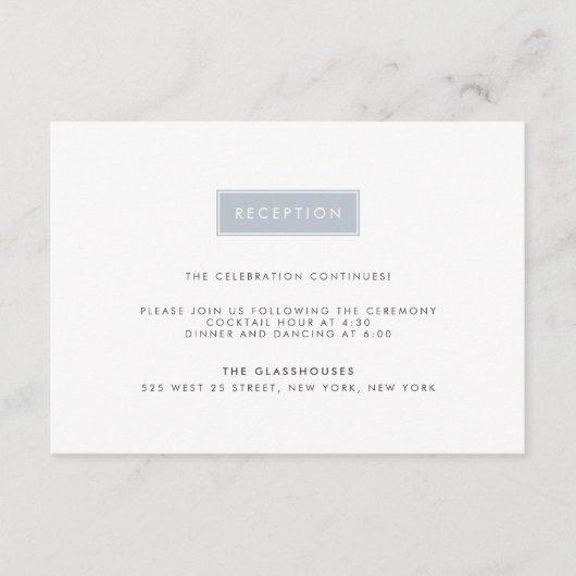 Moderne Trouwreceptiekaart | Leisteen Informatiekaartje (Voorkant)